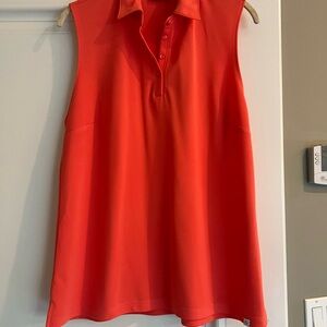 Women's Sleeveless Polo Top - Vibrant Orange
